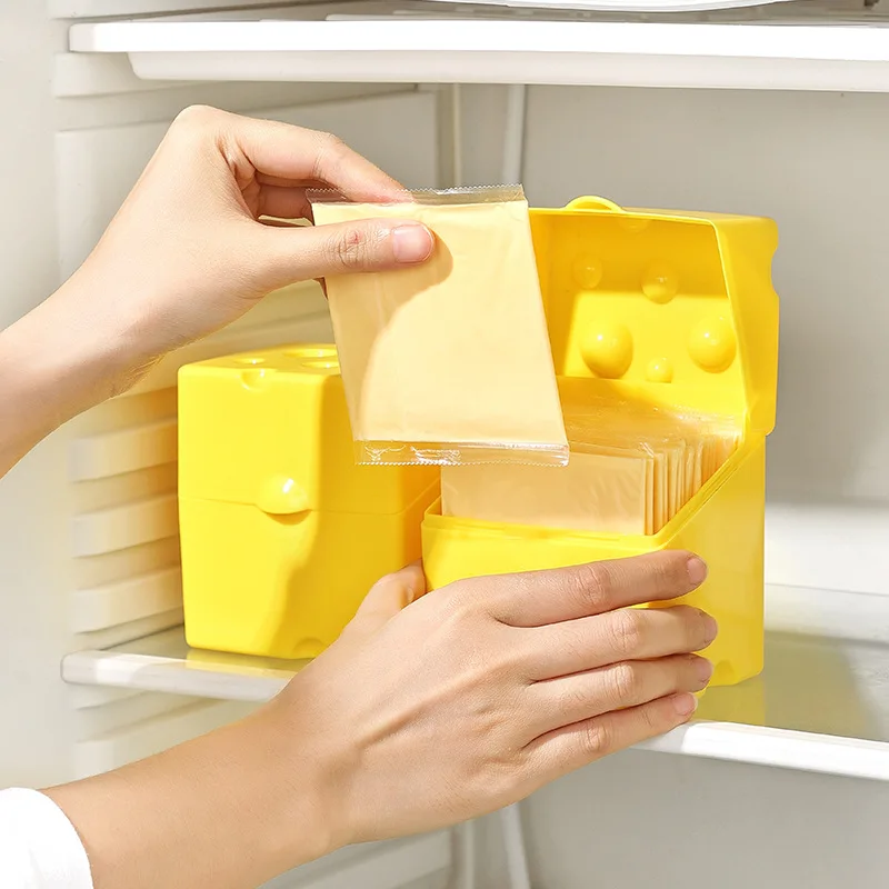 Aufbewahrungsbehälter für geschnittenen Käse aus Kunststoff mit Deckel und Halter, Flip-Top-Butterblock-Box, Käse-Scheiben-Sparer, Küchen-Organizer – Detail 2