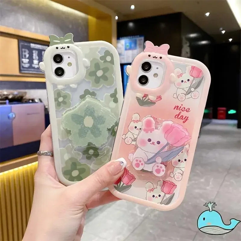 3D Bow-knot Little Monster Case for Infinix Hot 30i 20i 30 20 9 Play Smart 7 6 Tecno Spark GO 2023 Cover Flower Bracelet Holder