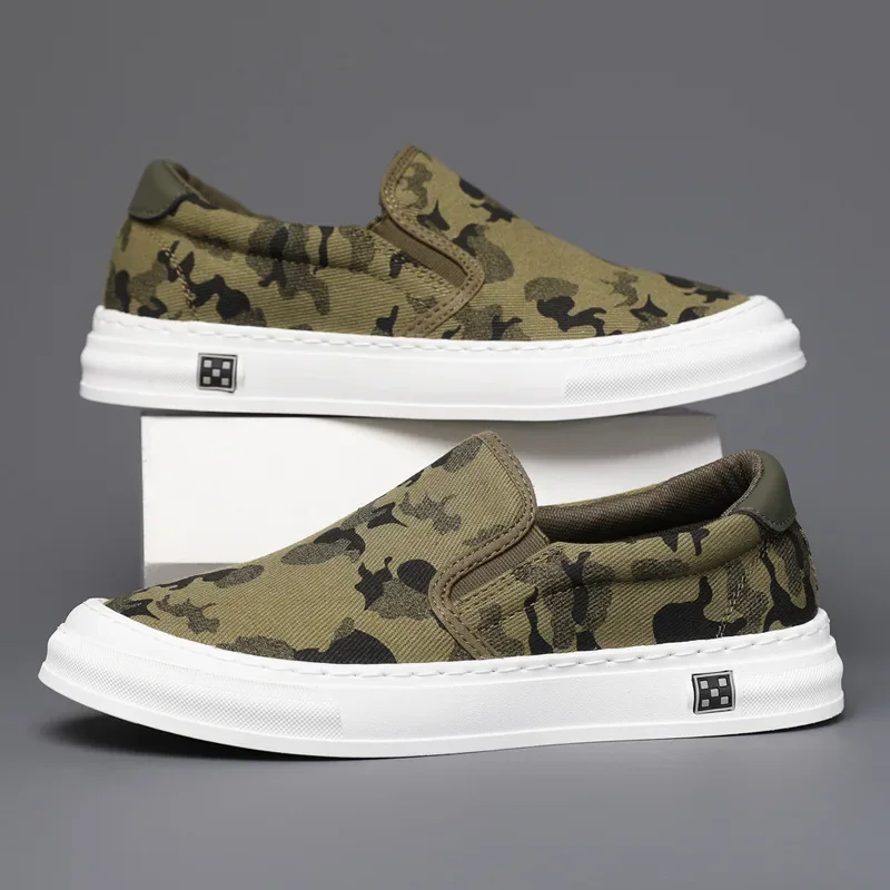 Zapatos deportivos de camuflaje para hombre, calzado informal con cuello bajo y un pie de realce, primavera y verano, novedad