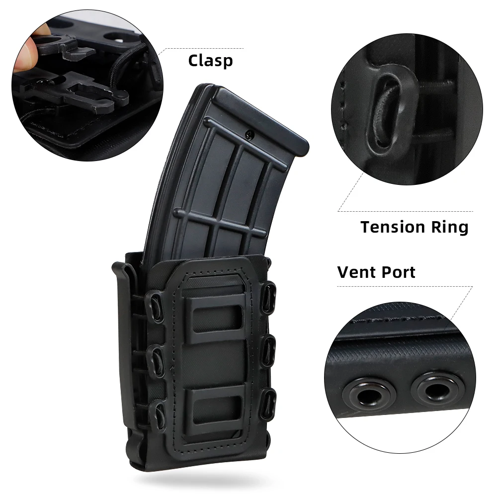 Custodia per caricatore tattica 5.56 Scorpion Soft Shell, fondina da cintura da 9 mm, accessori MOLLE, custodia per fucile 7.62, fondina per pistola Glock 17