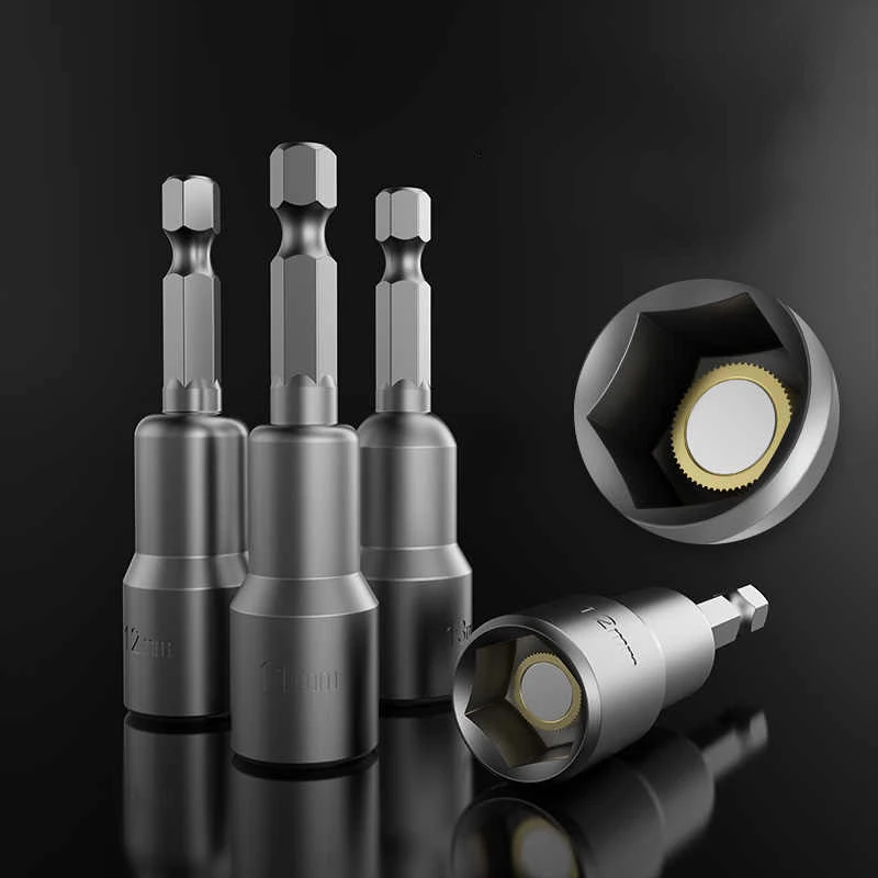 5-14mm Impact Hexagon Socket Strong Magnetic Nut Screwdriver 1/4” Allen Electric Drill Bit Adapter Socket kit Length 65/100mm
