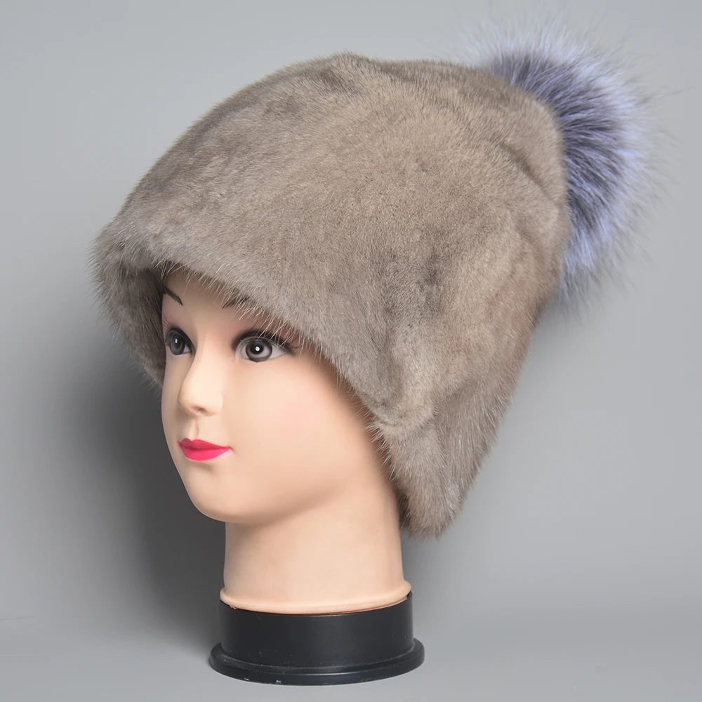 Whole Real Mink Fur Hats for Women\'s Luxury Fashion Brand High Quality Cap Christmas hat Warm In Russian Winter lady Fur Hat