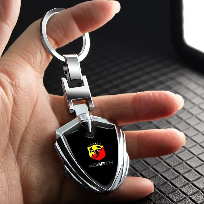 Car Logo Stying 3D Metal Key Rings Shield Shaped Keychain For Abarth Nissan Skoda Peugeot Citroen LEXUS Infiniti Dacia Tesla - view 5