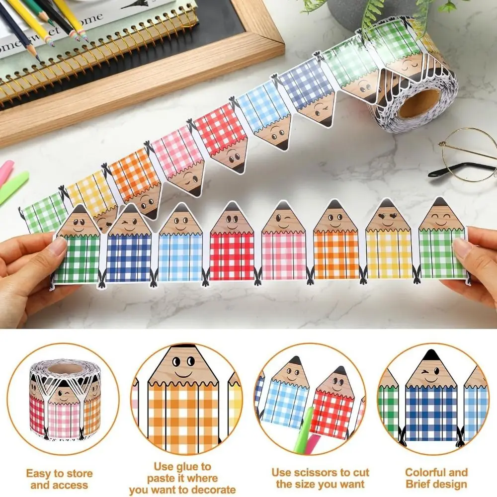 10m/Roll Bulletin Board Border Self Adhesive Cuttable Classroom Border Sticker Scalloped Edge Decorative Trim Roll Notice Board
