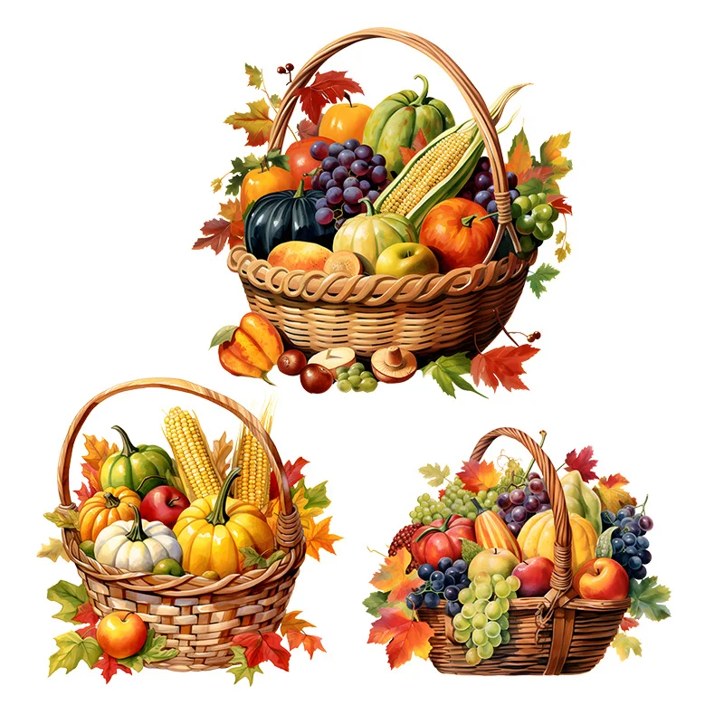 T2338# A Fruit Basket Filled with Fresh Fruit Sticker, Durable Material, Perfect for Home Wall Decor, Aesthetic Room Decoration