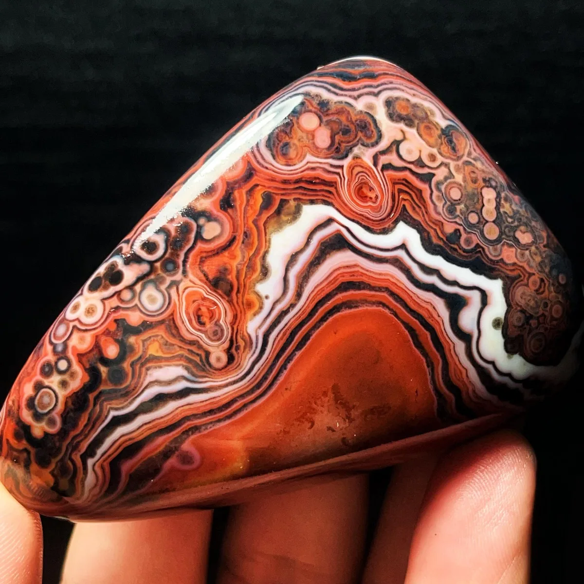 Large Sunset Tone Banded Agate Worry Stone, Mineral Specimen, Tumbled Polished, Pendant Making, Natural Stone, Table Display