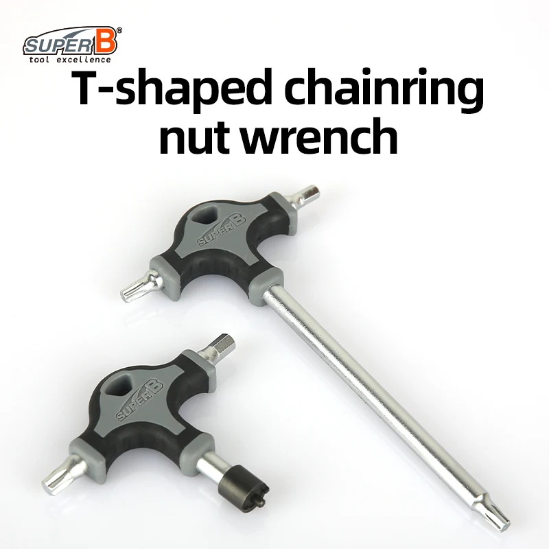 SUPER B TB-TH10/20 T-shaped Wrench 5/6mm Hex Key T30 T40 Torx Wrench Mountain Road Bike Chainring Nut Wrench Bicycle Repair Tool