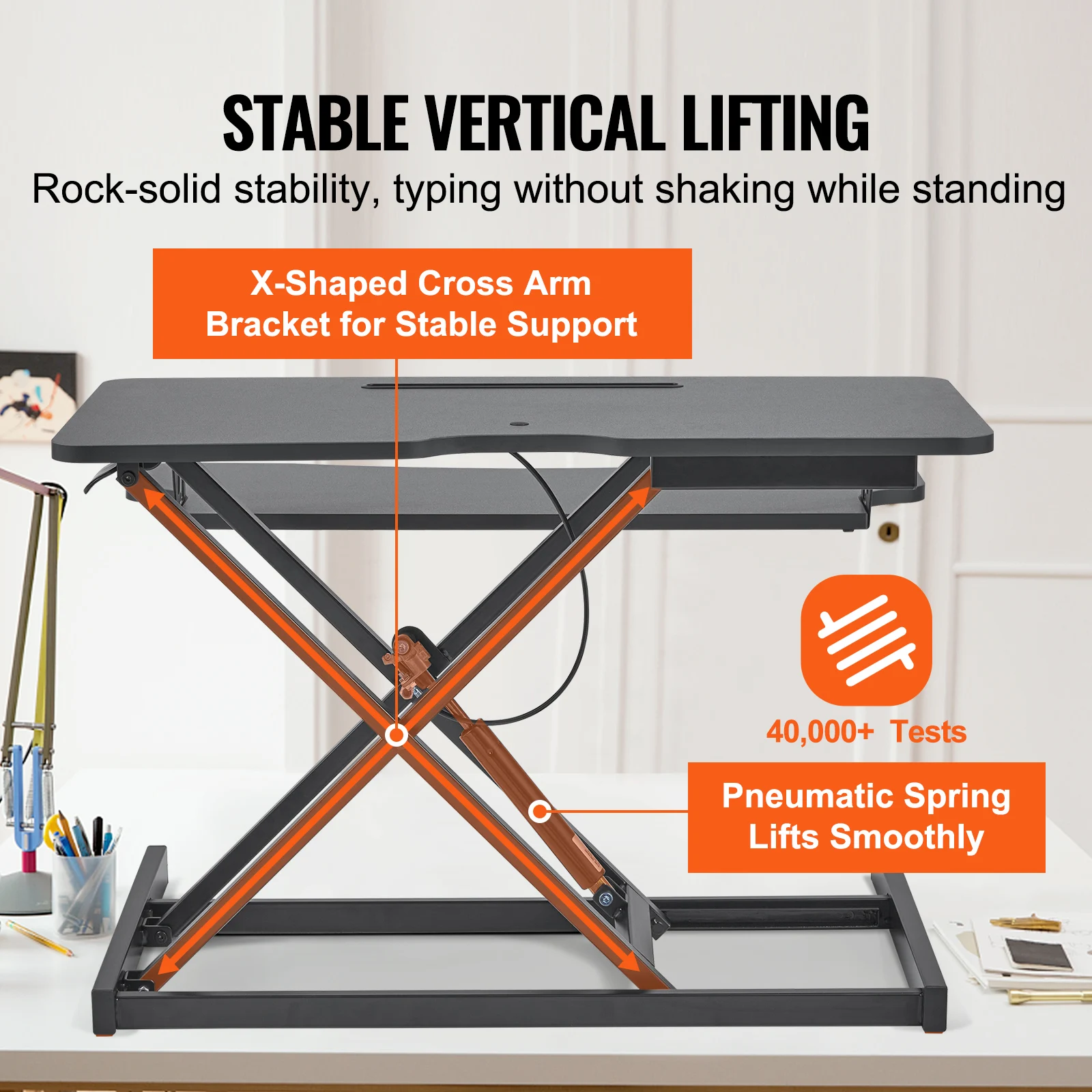 VEVOR Standing Desk Converter, Two-Tier Stand up Desk Riser,36In Large Rectangular Sit to Stand Desk Converter,Adjustable Height