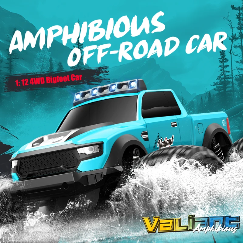 JJRC C8816 Amphibious Remote Control Car 4WD Off-Road Climbing Monster Truck with LED Light 4-wheeled Bigfoot Buggy RC Car Toys