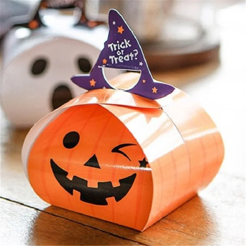 

25pcs Halloween Candy Box Paper Gift Boxes Trick or Treat Kids Pumpkin Ghost Candy Bags Halloween Party Favors Decoration B043