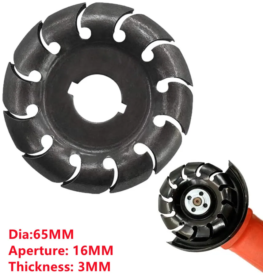Electric Angle Grinder Shaping Blade Wheel Wood Carving 12 Teeth Disc Cutting Woodworking Tool 65*16MM