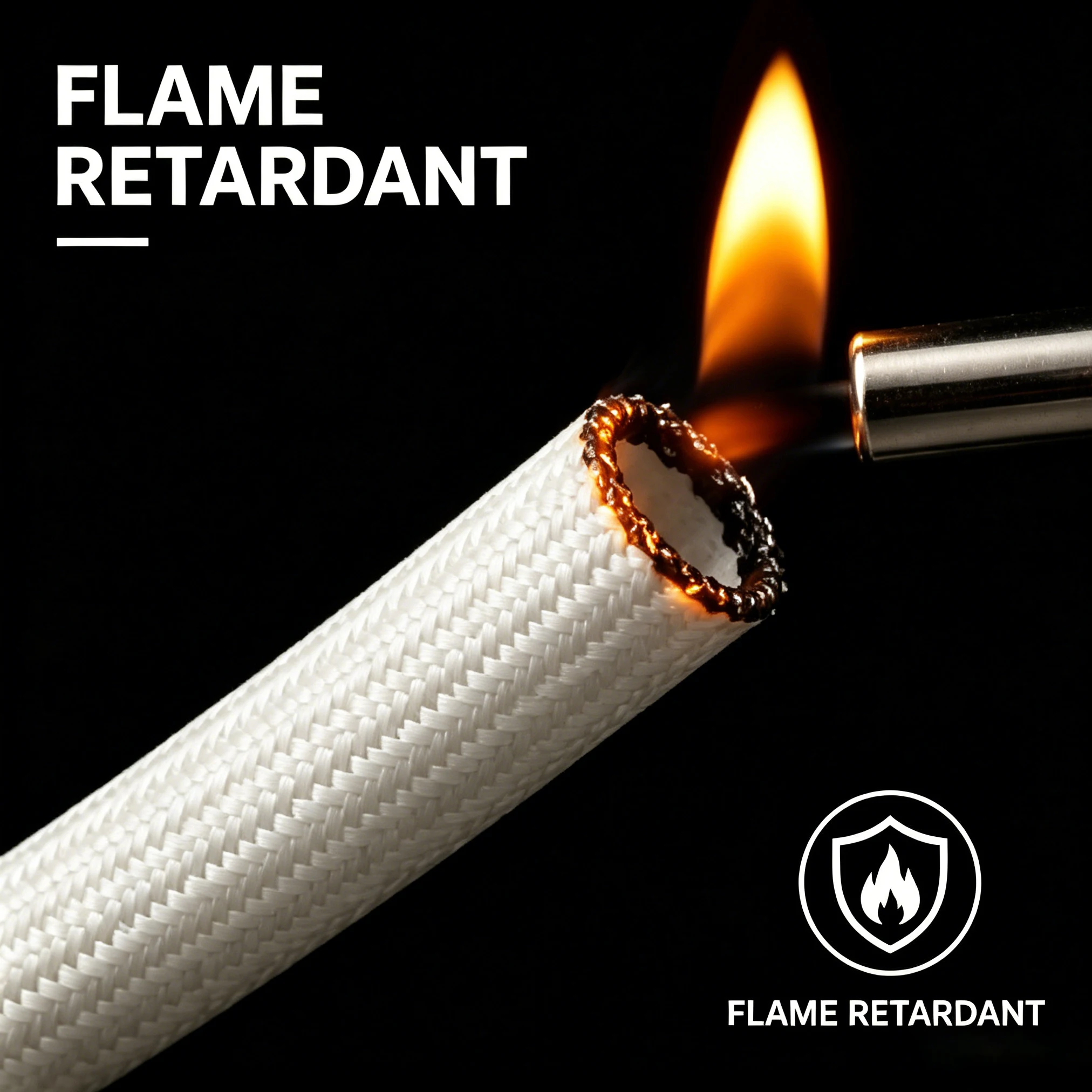 White Fiberglass Braided Sleeve Internal Silicone Tube ID 2‑12mm Flame Retardant Insulation Protective Wire Cable Sleeve
