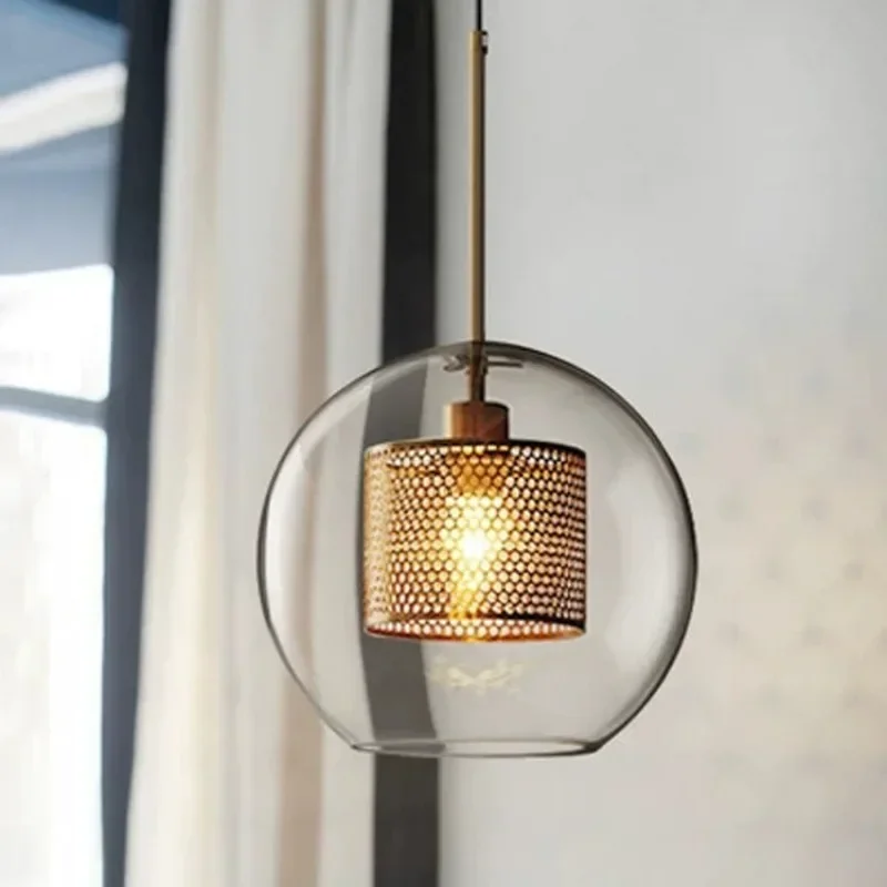 

Nordic Loft Restaurant Chandelier Industrial Style Creative Personality Bar Milk Tea Shop Bedside Glass Ball Chandelier