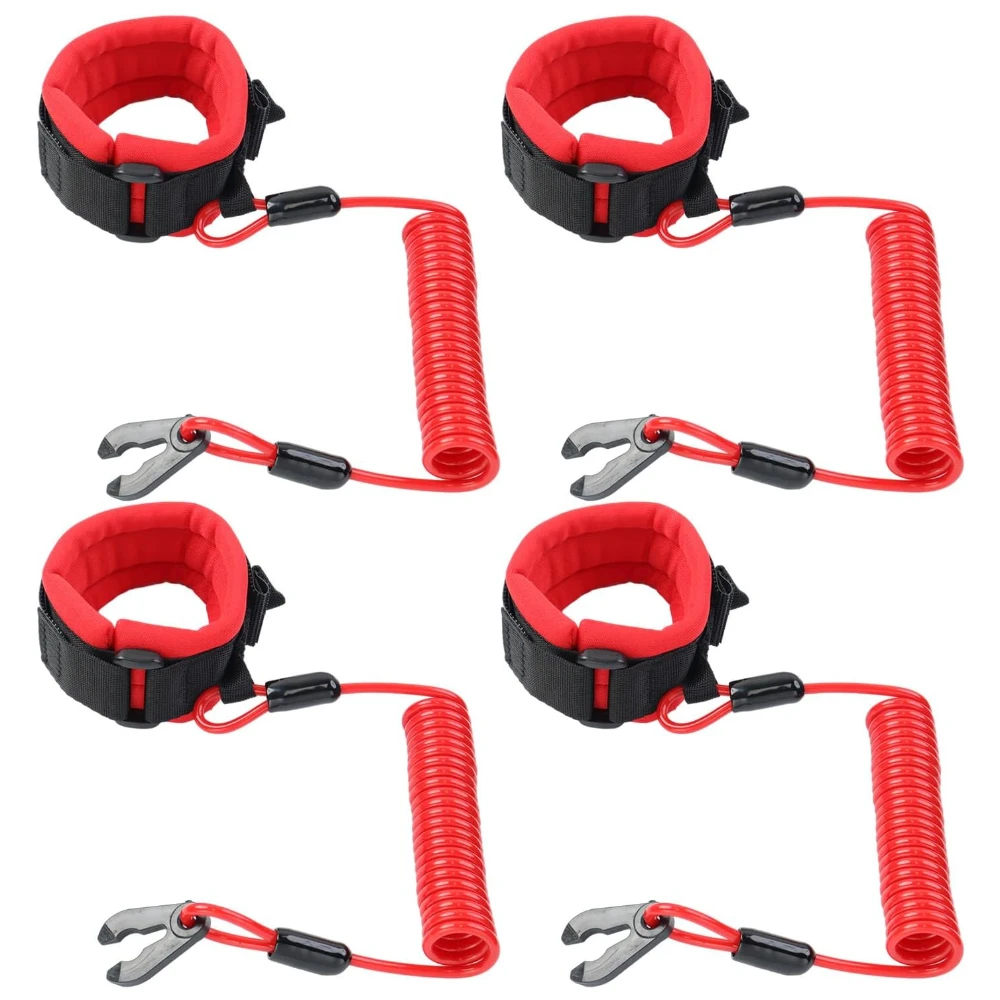 

LiuYiShou 4 PCS Boat Outboard Kill Switch Cord Tether Marine Stop Safety Lanyards Emergency Shut Off Wrist Strap Lanyard
