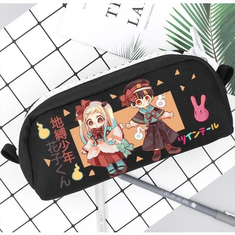 Jibaku Shounen hanako-kun-estuche para lápices, suministros escolares con cremallera grande, negro y blanco, 21x5,3x10cm
