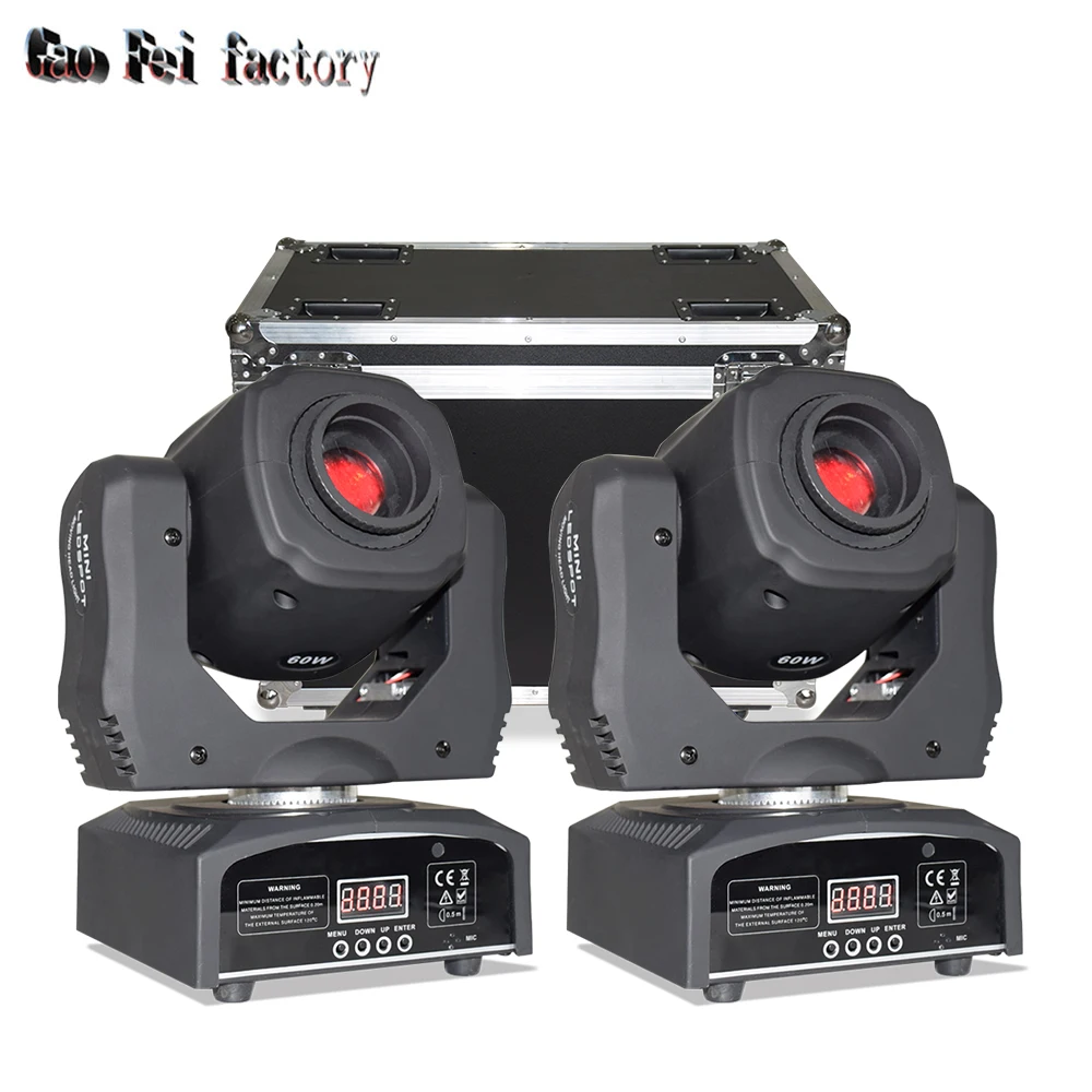 2PCS With Flight Case Led Spot 60W Moving Head Light With 3 Face Prism Rotation For Dj Stage Dance Home Party Movil Lighting