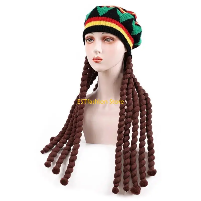 Y5GC Fashion Braided Hat for Adult Crochet Dreadlocks Hat for Cosplay Party Winter Autumn Warm Caps Knitted Hat