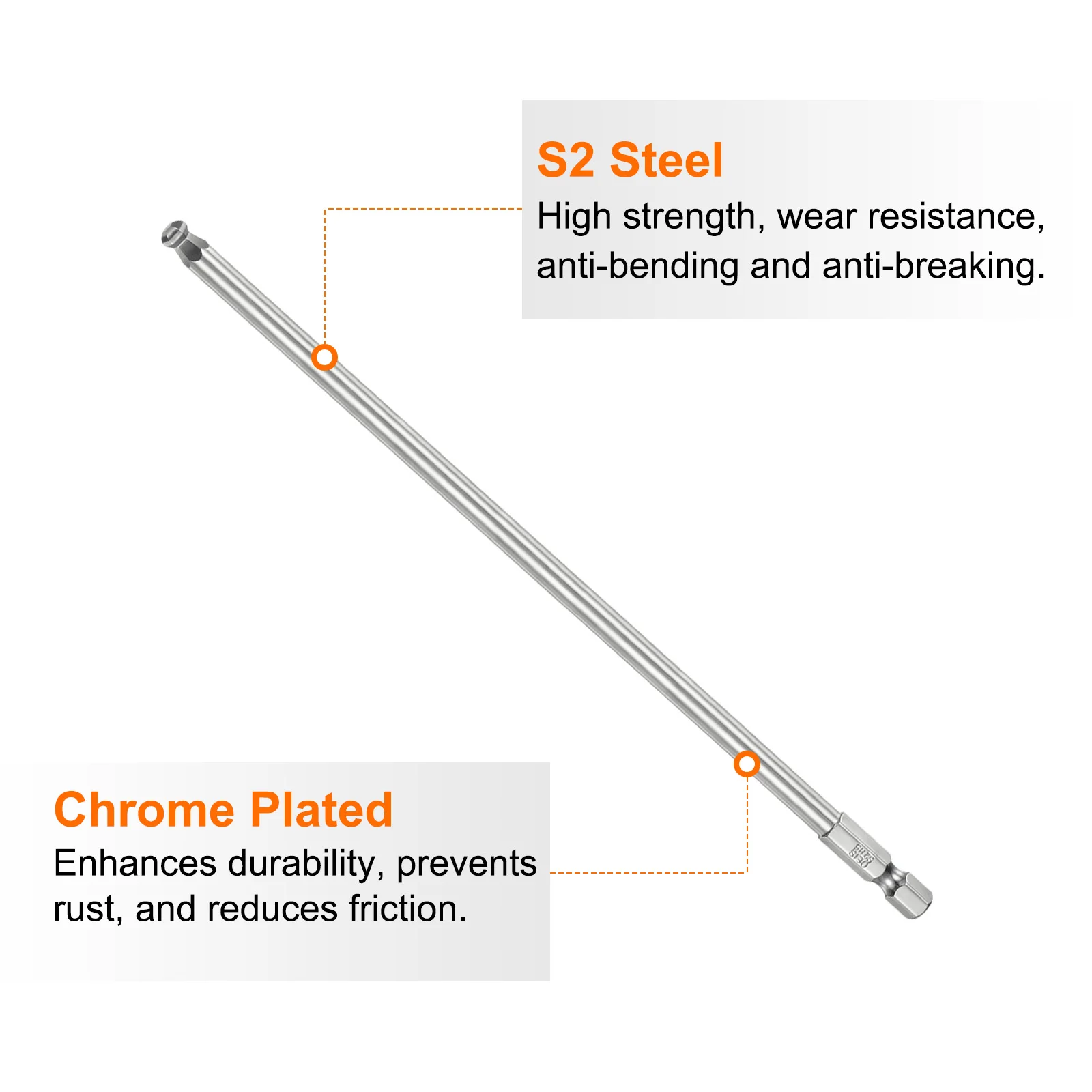 2 Buah Set Mata Obeng Hex Ujung Bola 5Mm-6Mm Magnetik 1/4 "Batang Hex Panjang 8"