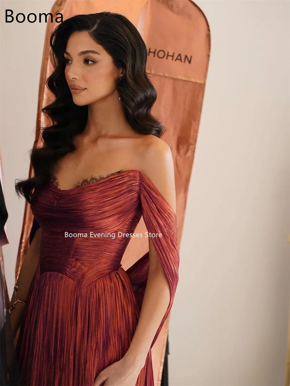 Booma a-line لامعة قبالة الكتف الدانتيل فساتين سهرة رداء حفلات رسمية للنساء فستان حفلات أنيق تخصيص 2025 #2