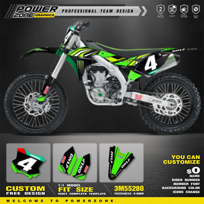 

PowerZone для Kawasaki, графические фоновые наклейки, наклейки для 2016 2017 2018 KXF450 KX450F