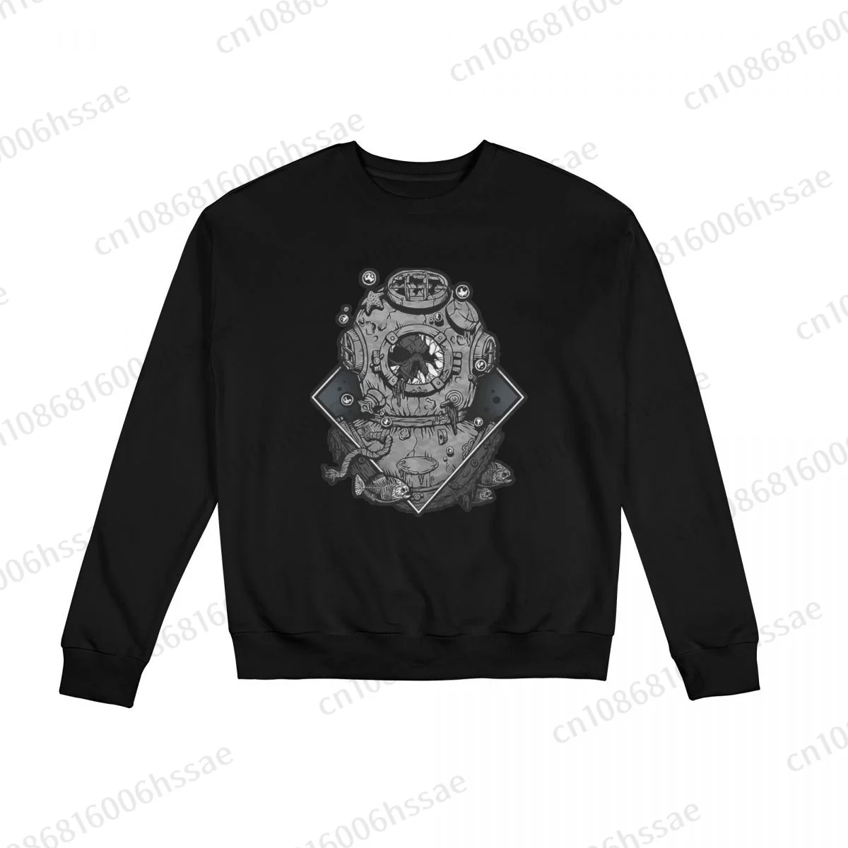 

Scuba Diving Skull Men Woman Fall Winter Sweatshirt Round Neck Long Sleeve Length Casual Top