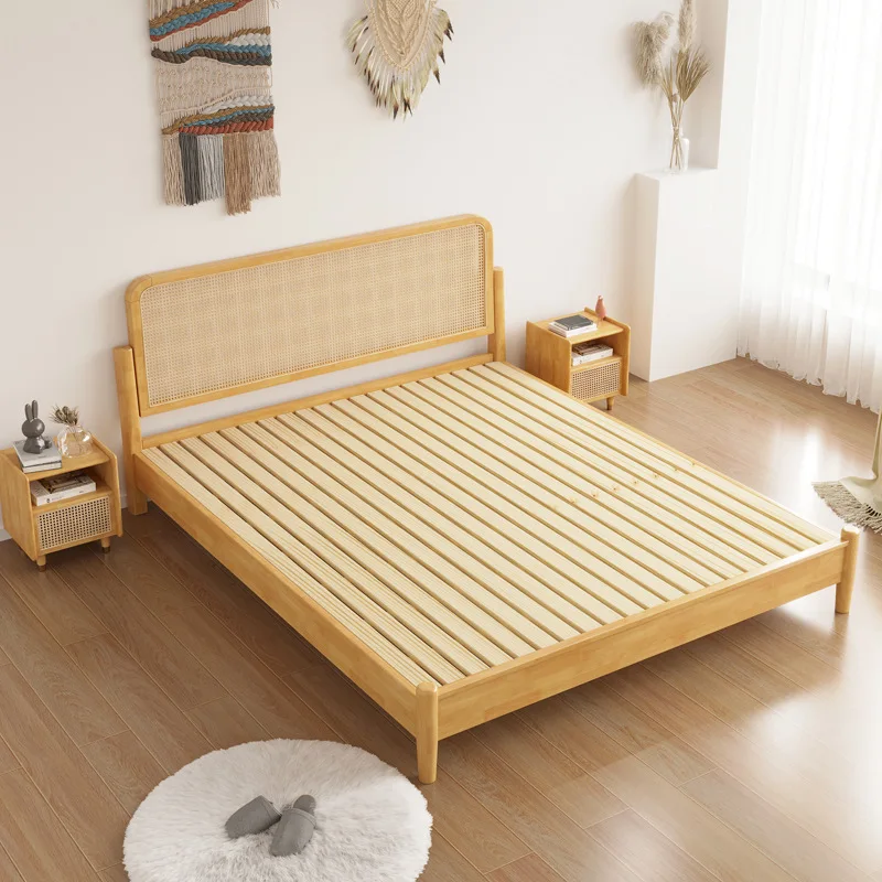 Factory Direct 2026 Mobili per camera da letto moderni in legno massello di pino naturale Letti matrimoniali Queen King Size