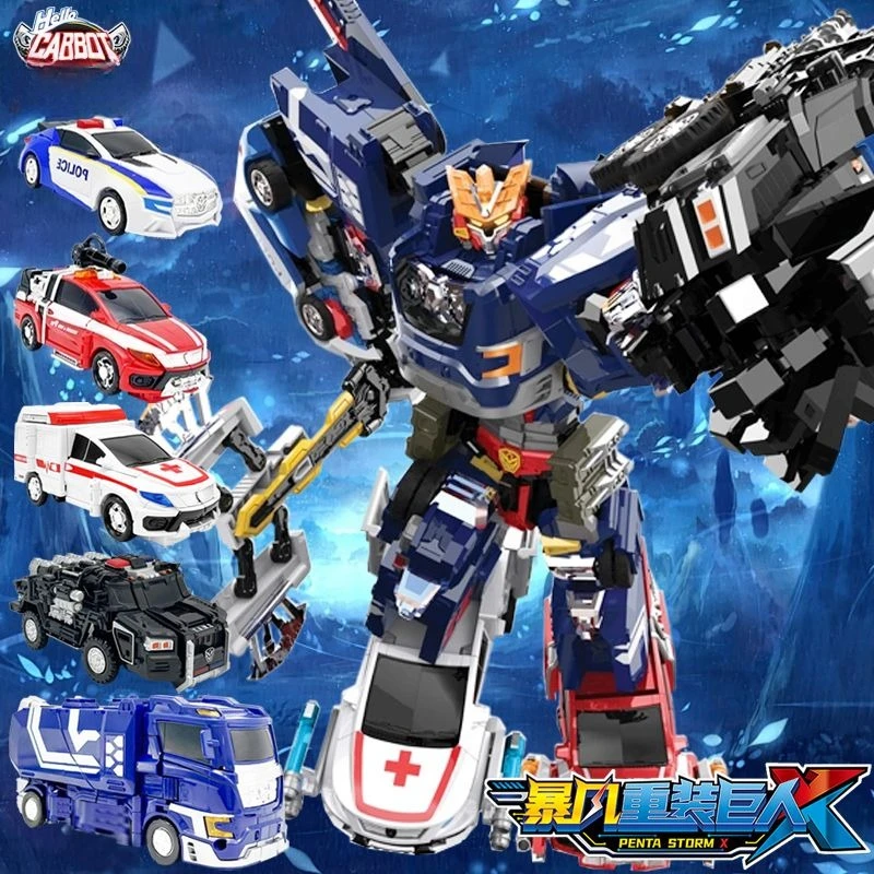 헬로 카봇 5IN1 로봇 변형 장난감 스톰 리포지드 X3 액션 피규어 어린이용 장난감 소년 생일 선물 컬렉션 모델