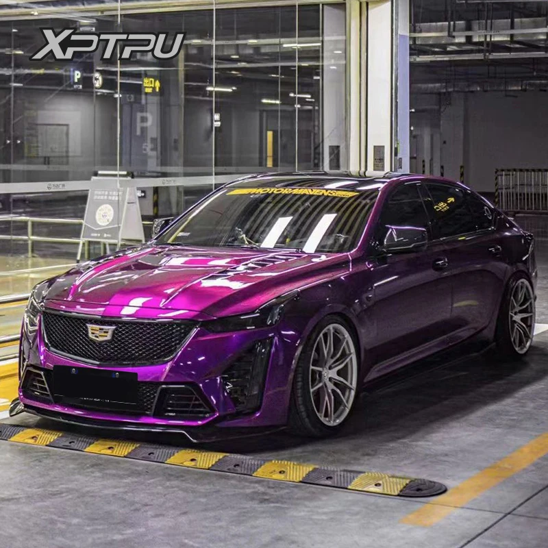 

Super Bright Metallic Red Purple Car Vinyl Wrap 1.52m*17m Super Glossy Wrap For Car 7.5mil No Bubbles PET PVC Wrap Vinyl