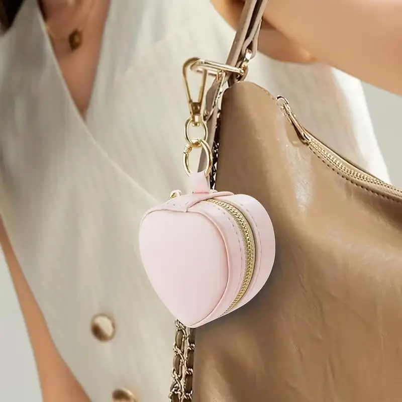 

Новая миниатюрная шкатулка для украшений, брелок, органайзер для серег, портативная шкатулка для колец, минималистичная дорожная сумочка-подвеска в форме сердца