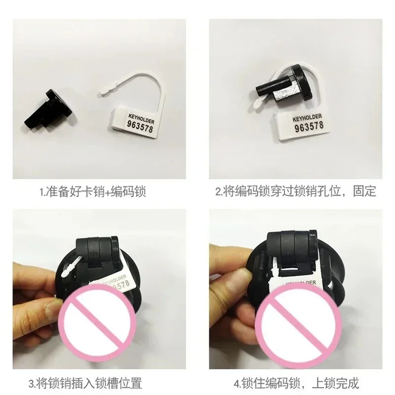 Dispositivo de Castidad, Pin de bloqueo de aire con código único para jaula de pene, jaula de castidad masculina/cinturón, accesorios sexuales fáciles de limpiar para hombres, BDSM Gay 18