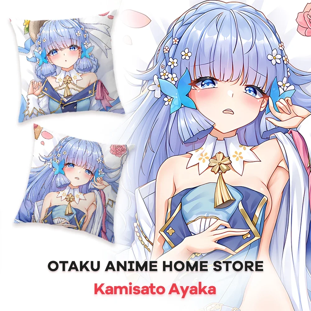 Anime Genshin Kamisato Ayaka Cushion Cover 45X45 Dakimakura Pillow Cover Decorative Pillows for Sofa Otaku Pillowcases