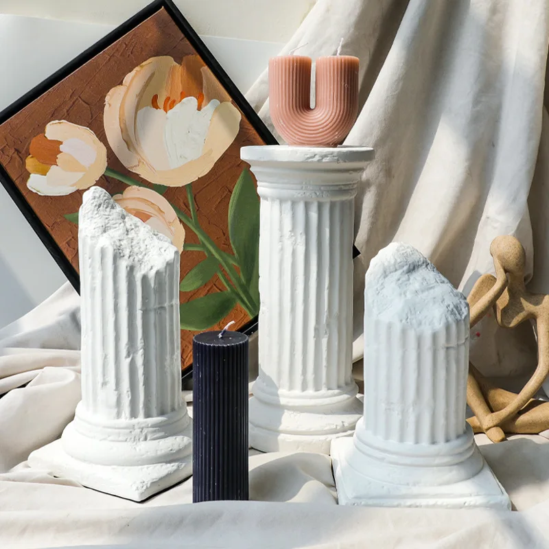 Nordic Roman Pillar Ornament Classical Architecture Resin Roman Column Statue Home Desktop Decor Shooting Photo Props