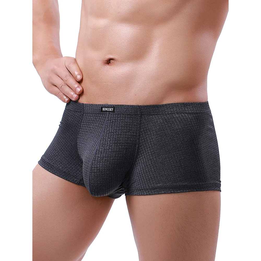 iKingsky Men\'s Breathable Bulge Boxer Briefs Sexy Low Rise Shorts Pouch Under Panties for Men