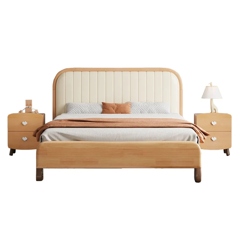 All solid beech wood children's bed 1.2 meters wood wax oil boys girls single upholstered bed small 1.5 princess bed