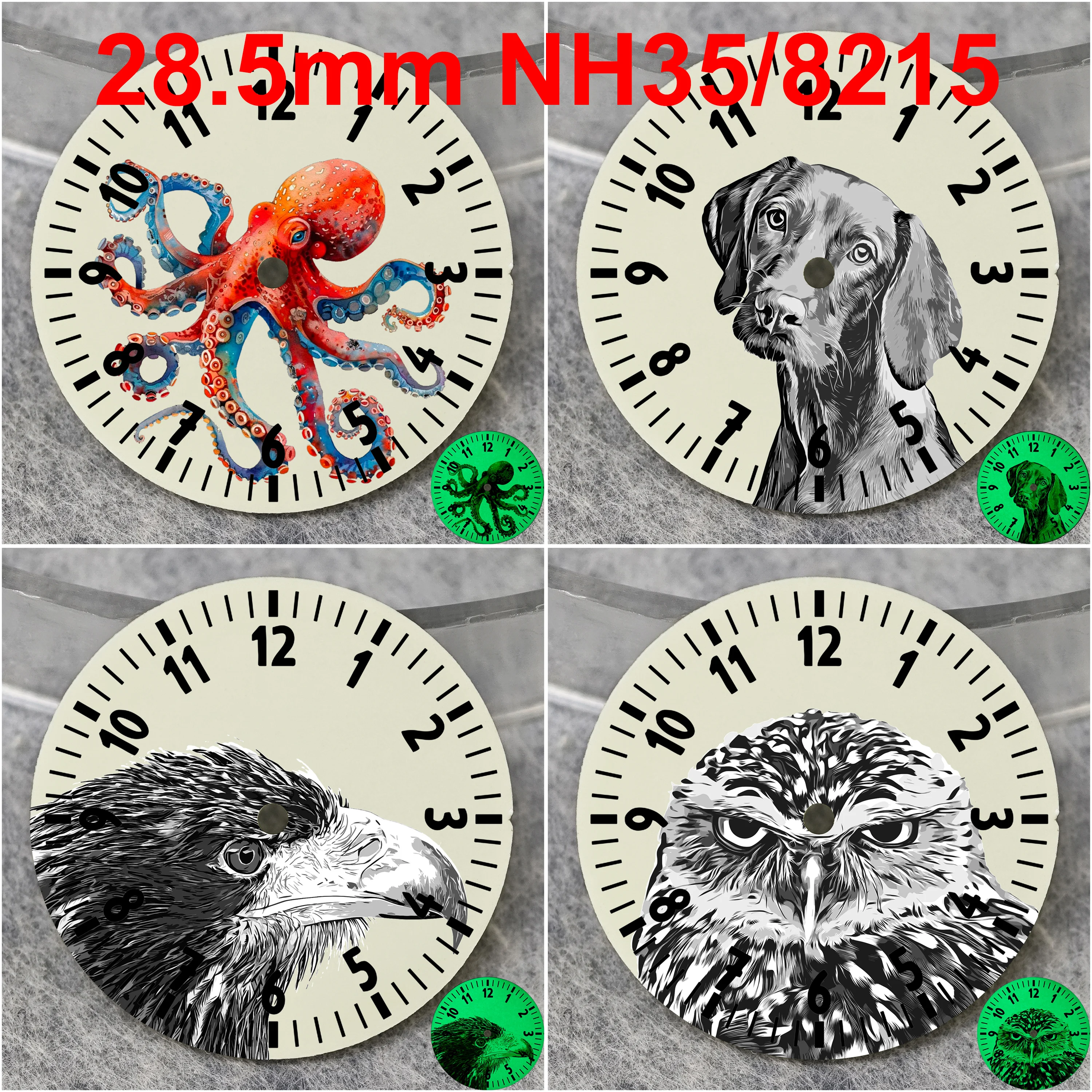 28.5mm NH35 Dial Octopus dial with full luminous design suitable for NH35 movement