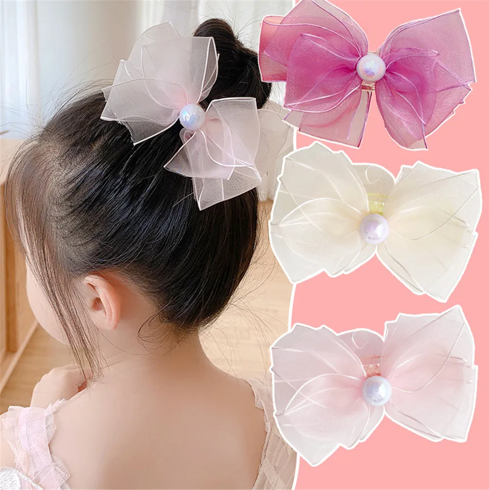 Wecute Fashion Bow Hairpin Cute Pearl Barrette Kids Handmade Hair Clip Girls Hairgrip Headwear Children Floral Hair Accessories