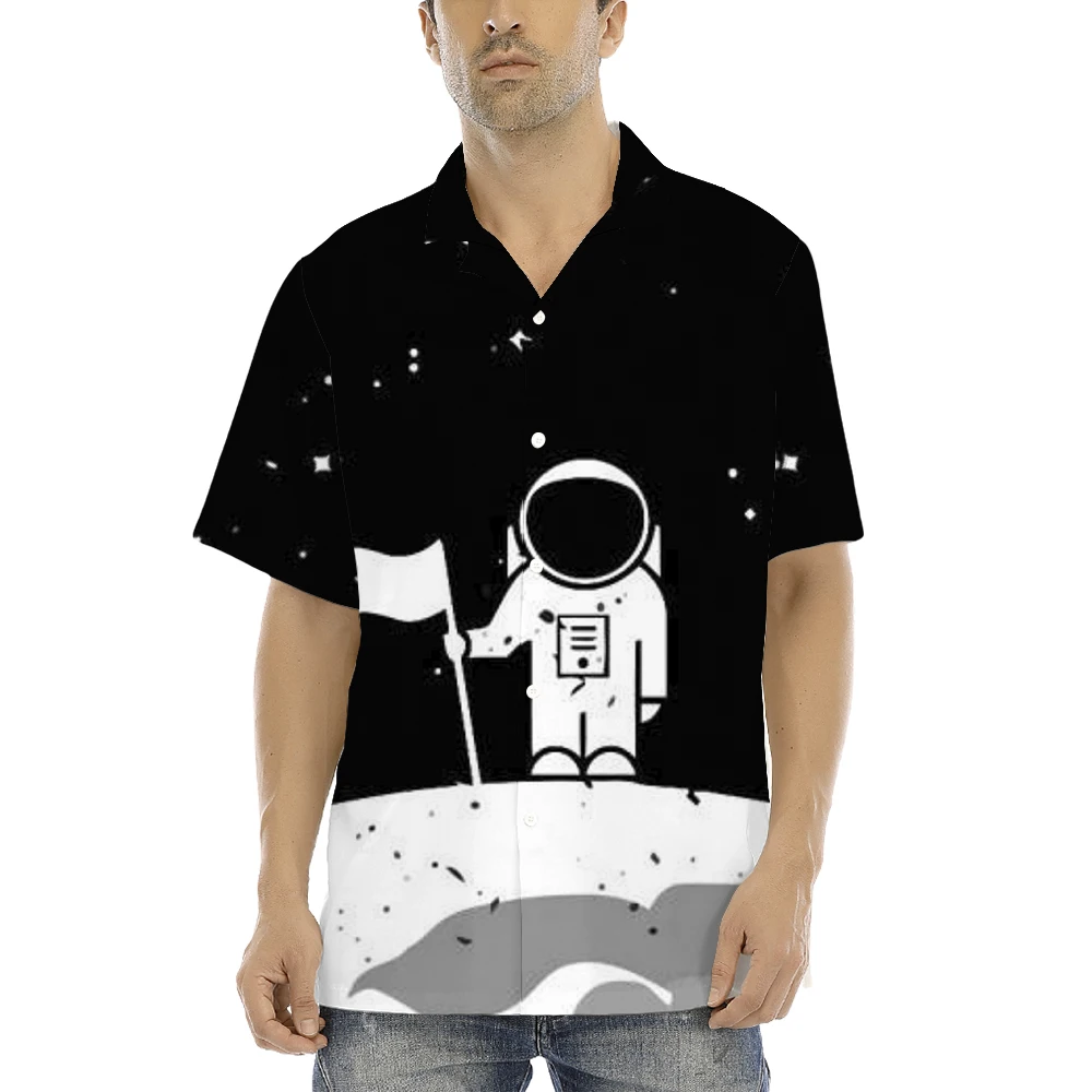 Fashion HD 3D Printed Creative Astronaut Shirt Man Street Style Personality Harajuku Round Neck Short Sleeve Comfortable Top