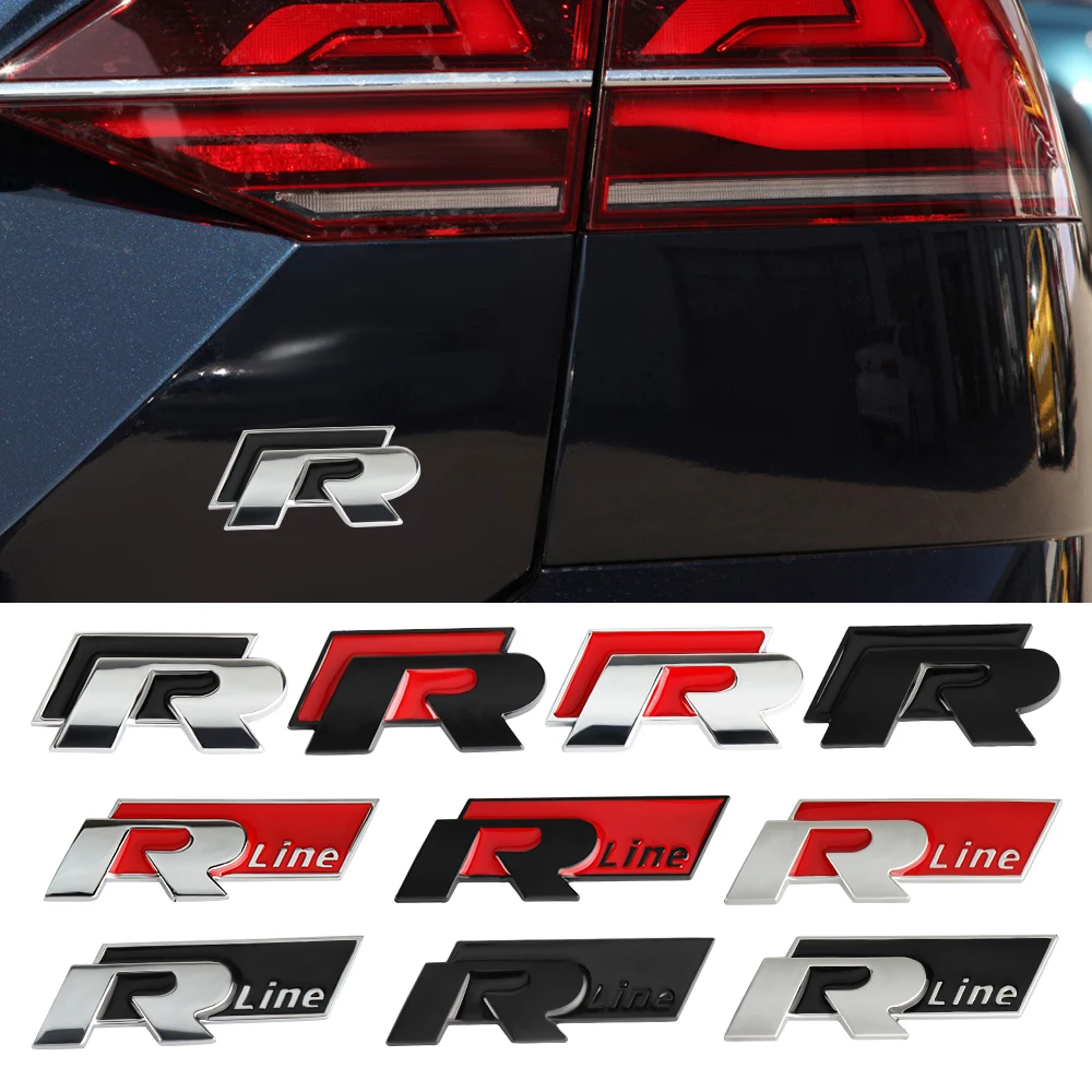 Car 3D Metal Body Fender Emblem Sticker Trunk Decoration For Volkswagen R Rline Logo Passat B6 Tiguan Mk7 Golf GTI Accessories