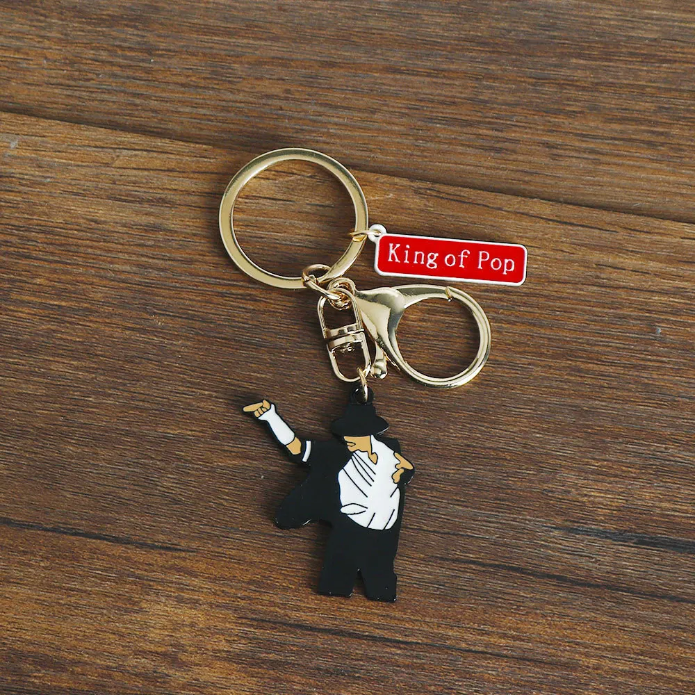singer keychain of Dance Jackson Keychain Classic Singer Key Ring Holder Pendant Key Chains Michael Jackson Men's and Women's
