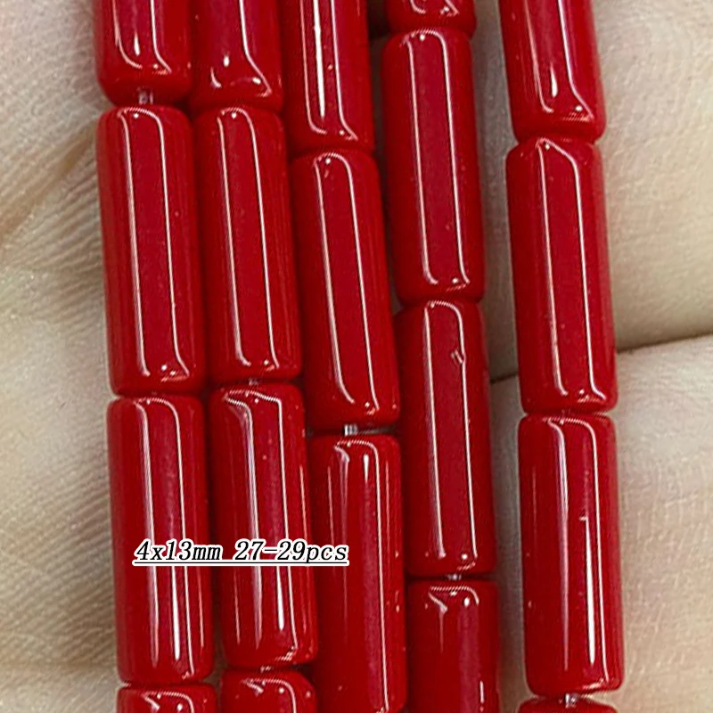 المرجان الأحمر الحجر الطبيعي المعداد اسطوانة مستديرة الأوجه فضفاض الفضاء الخرز لصنع المجوهرات أساور يدوية أقراط الملحقات #2