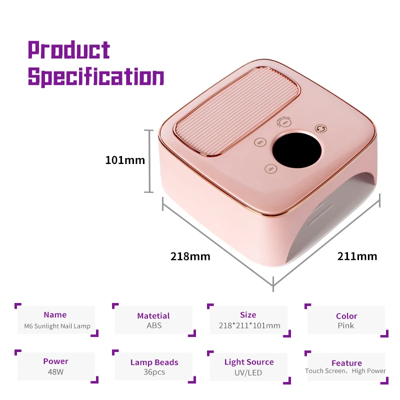 الأشعة فوق البنفسجية LED ضوء مسمار ، 48 واط الطاقة مسمار ضوء مجفف الأظافر هلام تلميع الأشعة فوق البنفسجية مسمار ضوء التجفيف السريع علاج مع عرض الاستشعار التلقائي