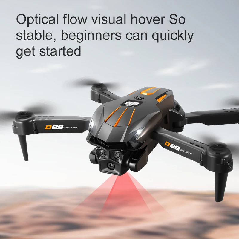 طائرة بدون طيار FPV احترافية D88: كاميرات مزدوجة عالية الدقة، نقل الصور في الوقت الحقيقي، تحوم تلقائي وطيران مسار، قابل للطي