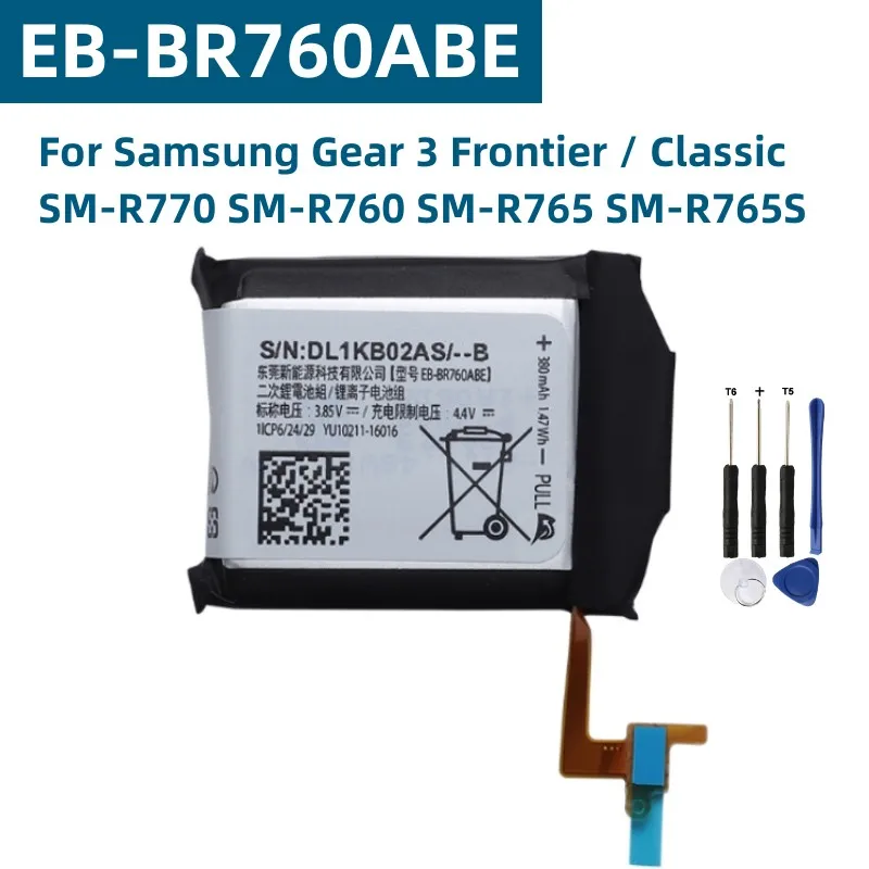 R140 IconX 2018 Battery EB-BR760ABE 380mAh For Samsung Gear S3 Frontier / S3 Classic EB-BR760A SM-R760 SM-R770 SM-R765 SM-R765S