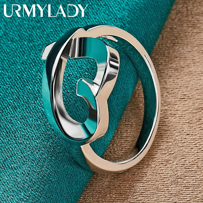 

URMYLADY 925 Sterling Silver Heart 7-10# Ring For Women Wedding Lovers Party Fashion Charm Jewelry