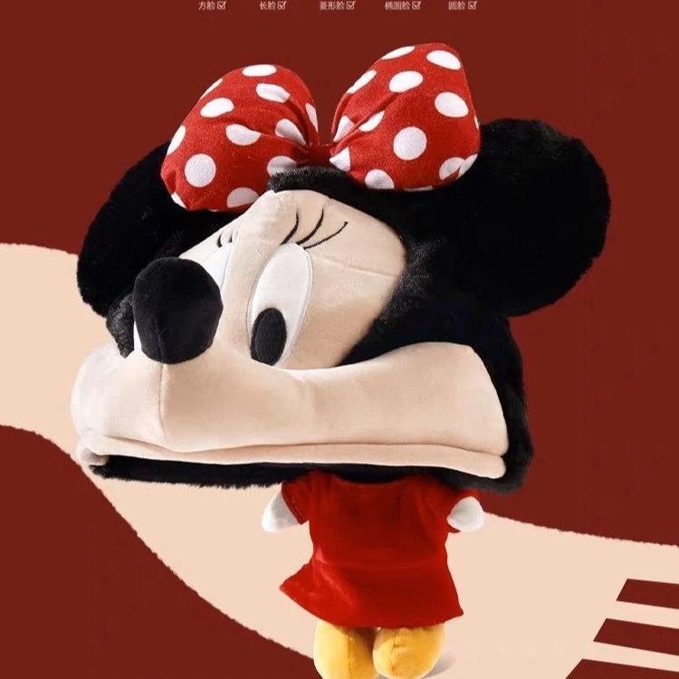 Gorro de peluche de Mickey Minnie de Disney para otoño e invierno, pareja bestie, viaje, toma una foto, capucha, orejeras, regalo para niña, kawaii