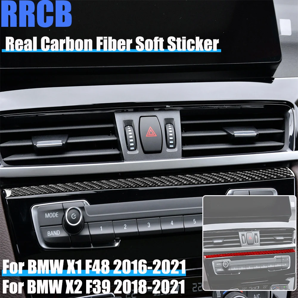 

Real Carbon Fiber Car Accessories Center Console Strip Trim Cover Soft Sticker For BMW X1 F48 2016-2021 X2 F39 2018-2021