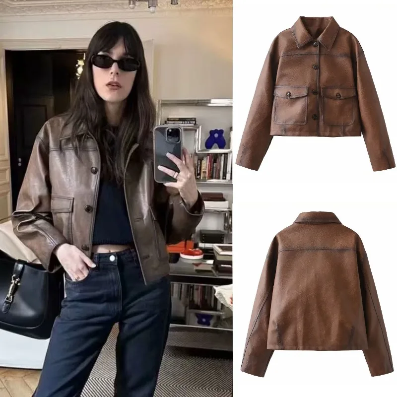 

Осенняя новая женская одежда, кожаная куртка, куртка, размер S-L, женская одежда
