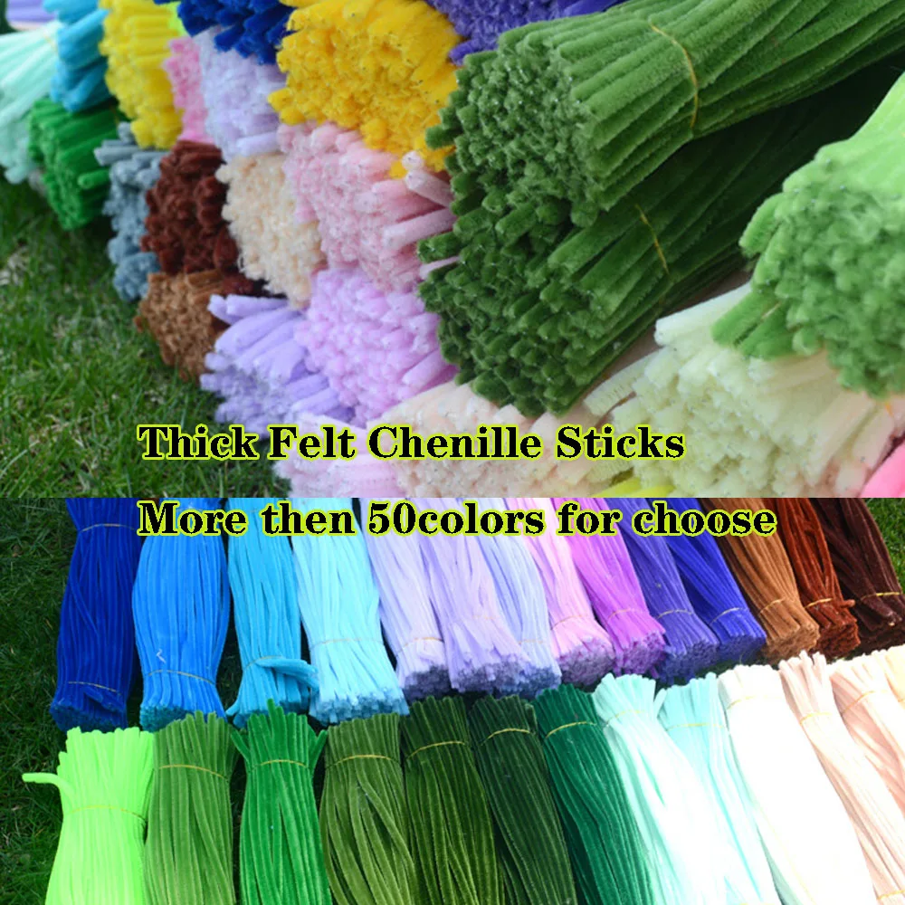 0.6x30cm Felt Chenille Stick Stem Pipe Cleaner F DIY Handcraft velvet flowers Hand twist sheet Creative birthday gift home decor