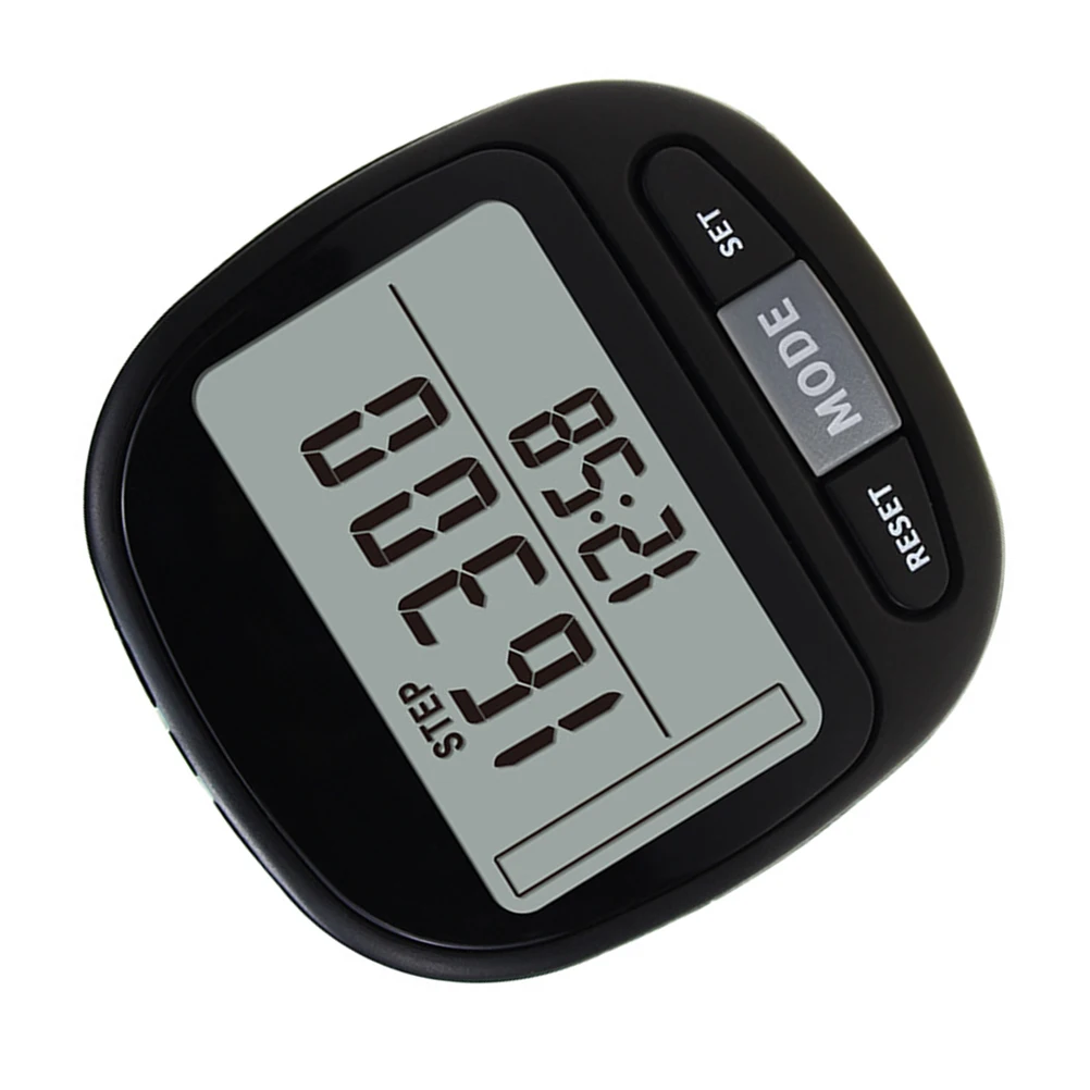 

Pedometer Black Step Walking Counter for Seniors 3D Sensing Memory Calorie Distance Fitness Goal Monitor Large Screen