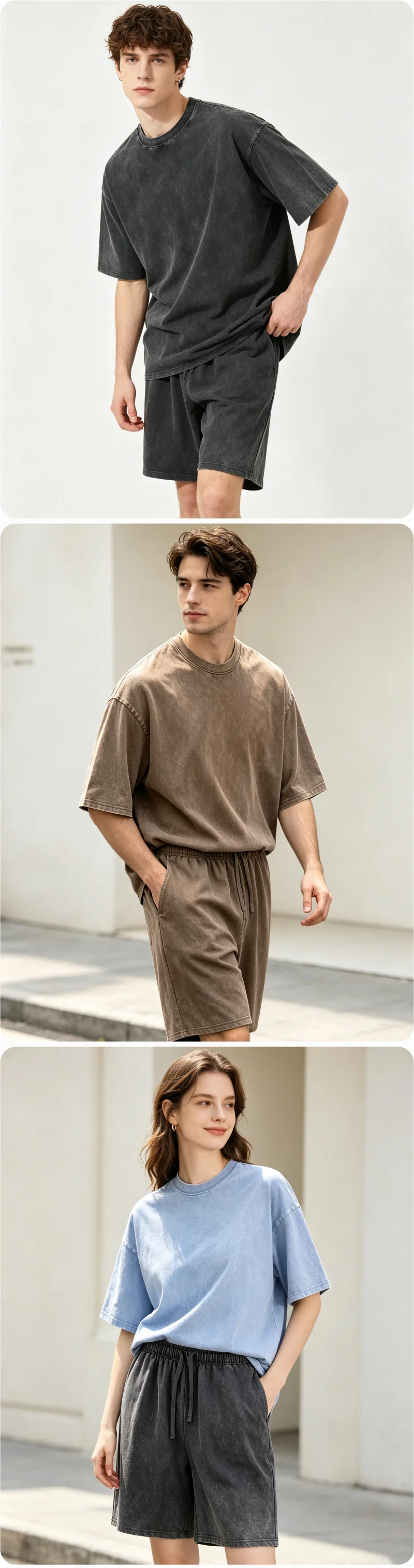 Maßgefertigte Vintage-Waschshorts und T-Shirts mit Personalisiertem Logo-Druck und Stickerei, Unisex Oversized Tee, Gym-Streetwear, Kleine Mindestbestellmenge, OEM ODM – Detail 2
